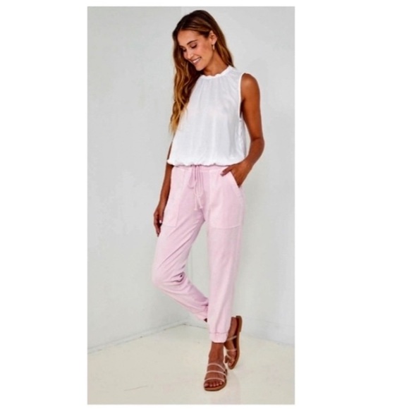 NWT Pocket Cargo Joggers Rose Petal Pink Small $168 sold out color @ Bella Dahl - Picture 5 of 15